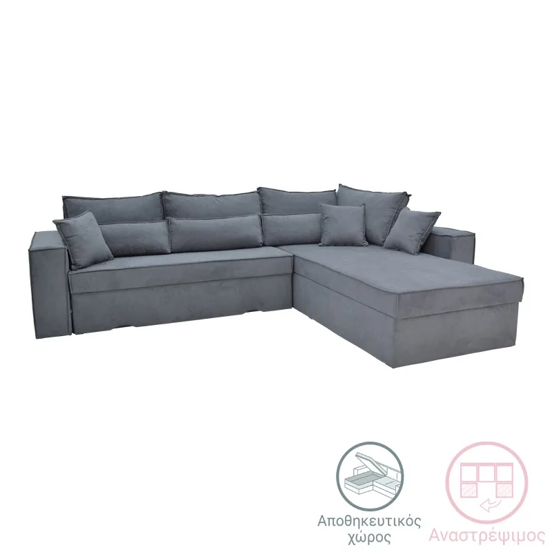 Coltar Reversibil Pako World Venzie Gri 283x214x83cm