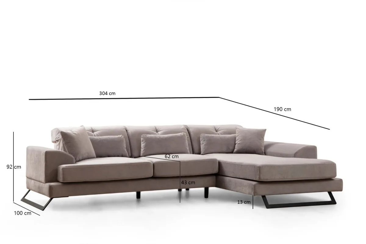 Coltar Salvador Frido Gri Deschis 109x304x92cm - imagine 8