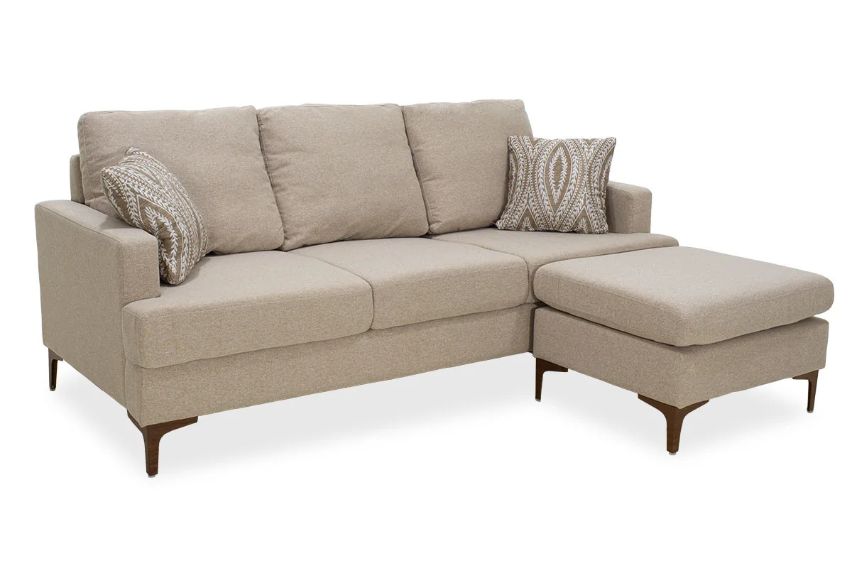 Coltar Slim Pako World Bej 185x140x70cm cu Doua Perne