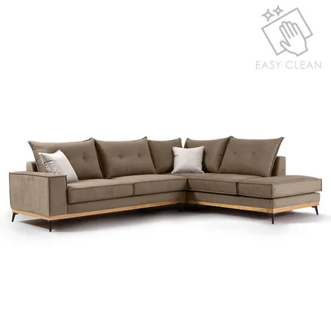 Coltar Stanga Luxury II Mocha Crem Negru 290x235x90cm Pako World - imagine 2