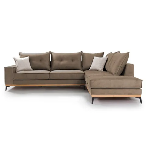 Coltar Stanga Luxury II Mocha Crem Negru 290x235x90cm Pako World - imagine 3