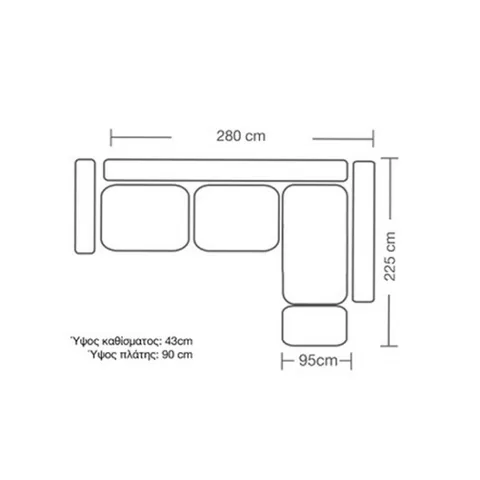Coltar Stanga Pako World Boston Gri Inchis 280x225x95cm - imagine 6