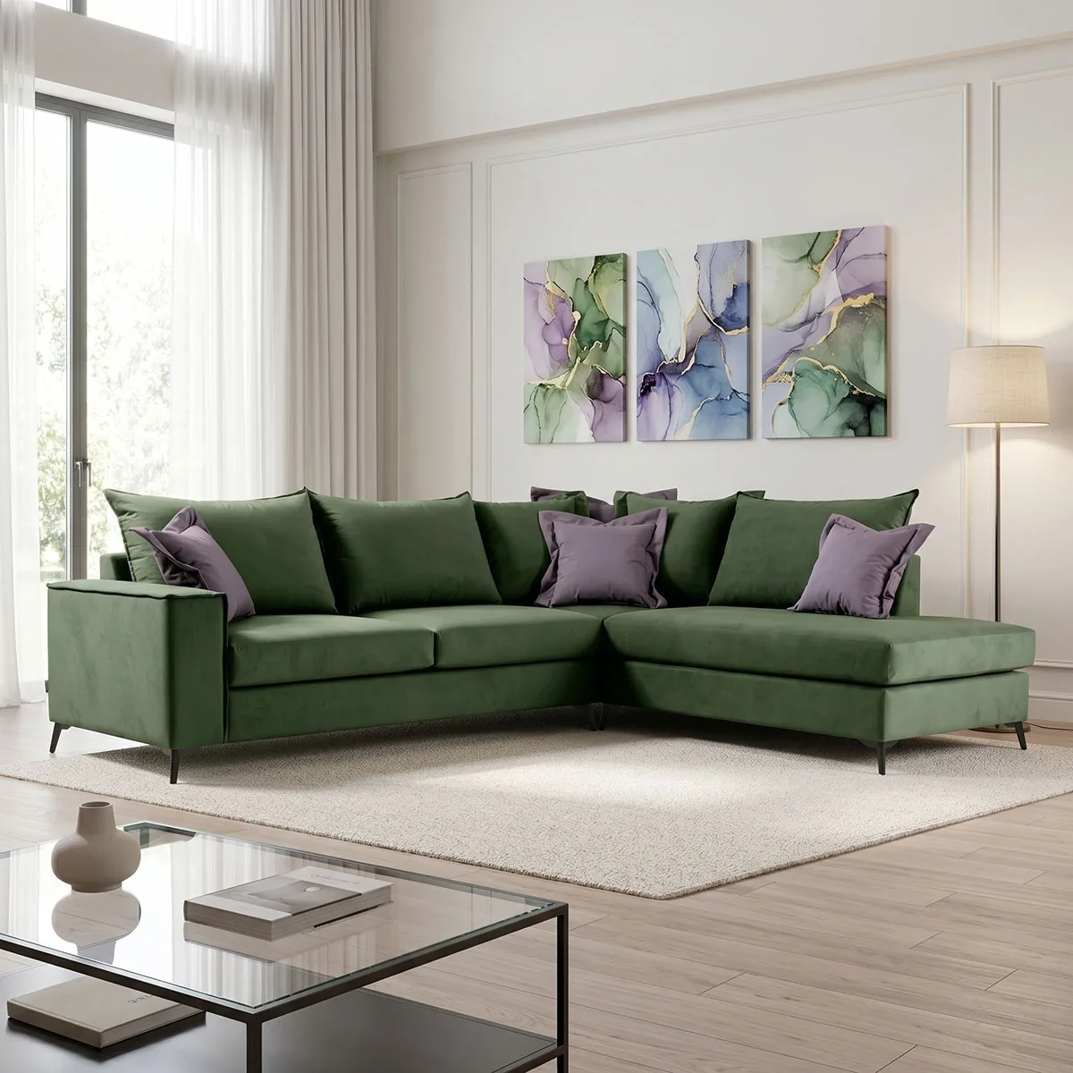 Coltar Stanga Pako World Boston Verde Inchis Gri Inchis 290x235x95cm