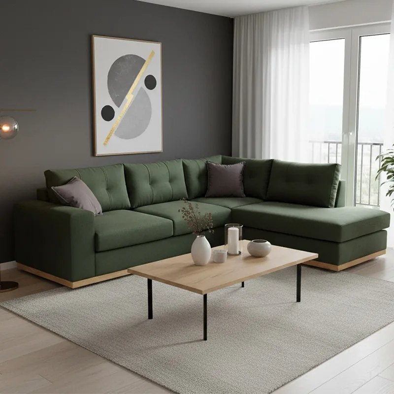 Coltar Stanga Pako World Boston Verde Inchis Gri Inchis Natural 280x225x95cm