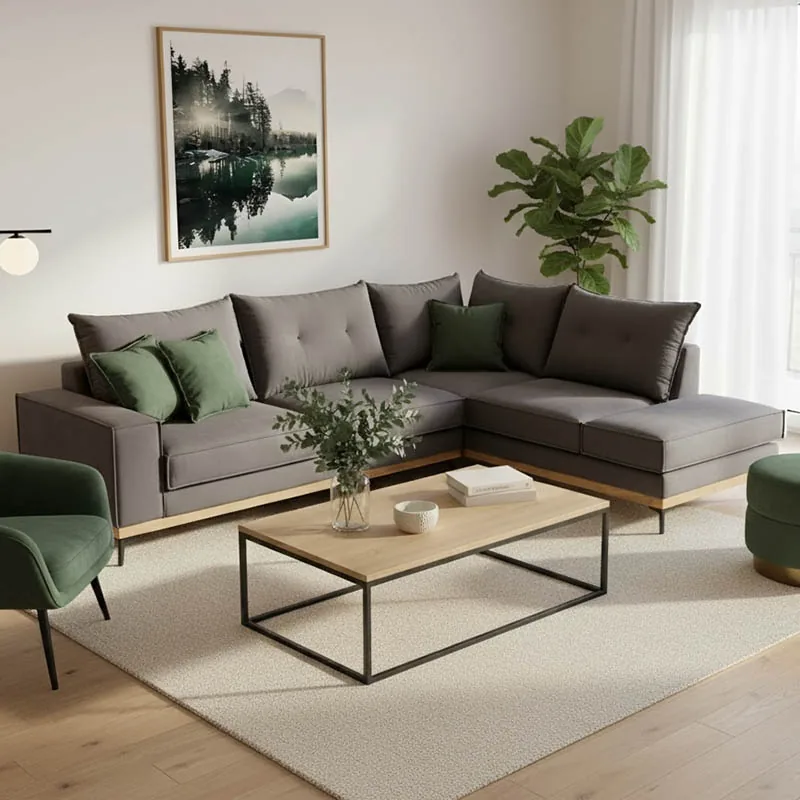 Coltar Stanga Pako World Luxury II Gri Inchis Verde Inchis Negru 290x235x90cm