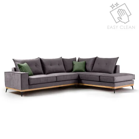 Coltar Stanga Pako World Luxury II Gri Inchis Verde Inchis Negru 290x235x90cm - imagine 2