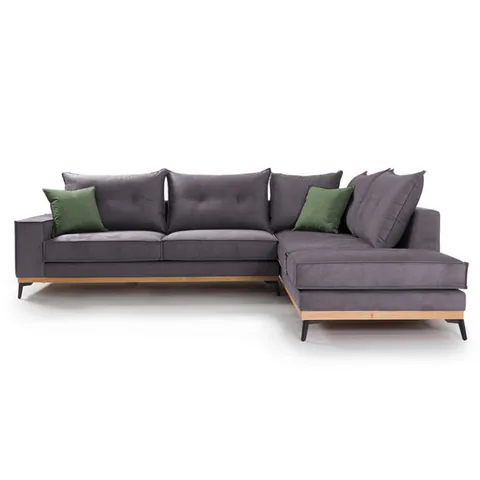 Coltar Stanga Pako World Luxury II Gri Inchis Verde Inchis Negru 290x235x90cm - imagine 3