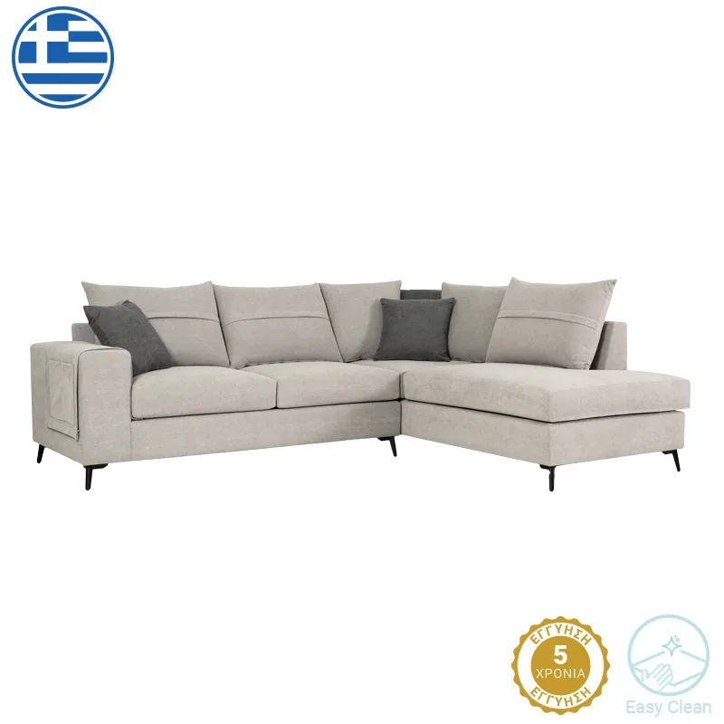 Coltar Stanga Pako World Montana Gri Deschis cu Perne Gri 275x215x93cm