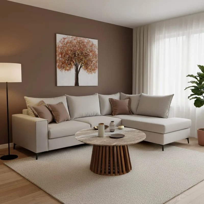 Coltar Stanga Romantic Crem - Mocha 290x235x95 cm Pako World