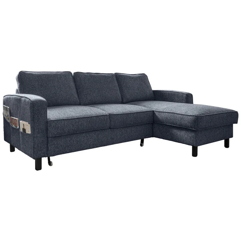 Colțar Textil Mid.You Albastru Închis 228/148cm