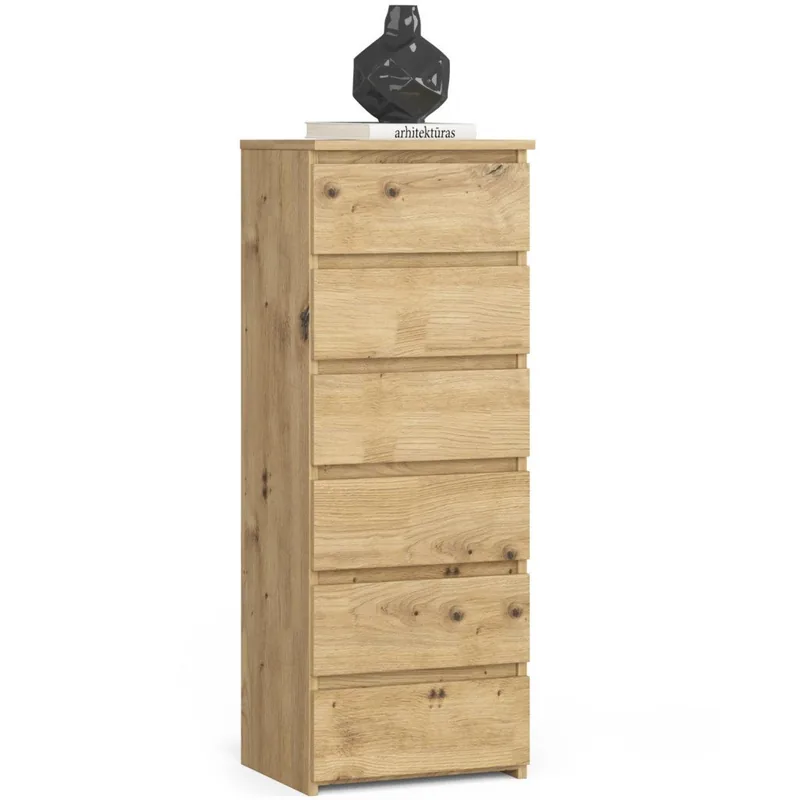 Comoda 6 Sertare Brius Stejar Artisan 40x35x109cm