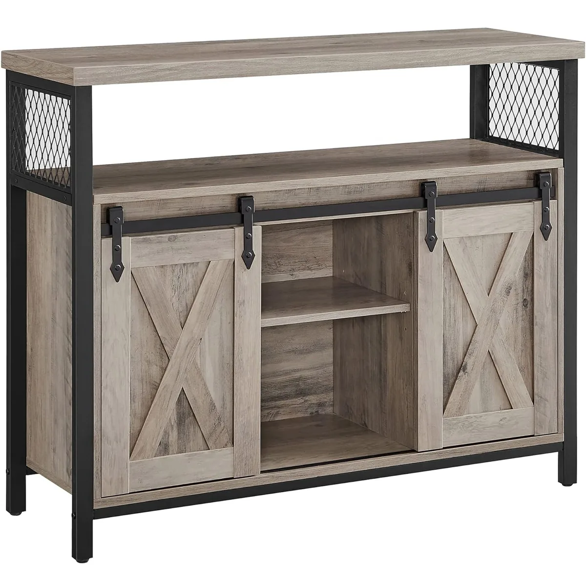 Comoda Brius 2 Usi Glisante Rafturi Reglabile Stil Rustic 100x33x80cm Gri