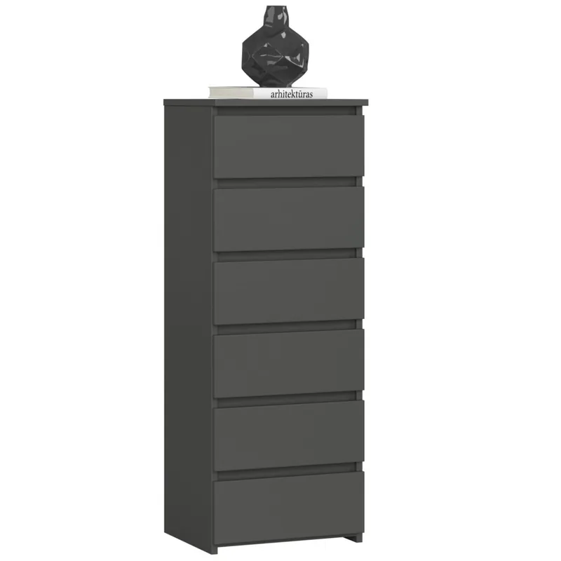 Comoda Brius 6 Sertare 40x35x109 cm Pal Laminat Gri