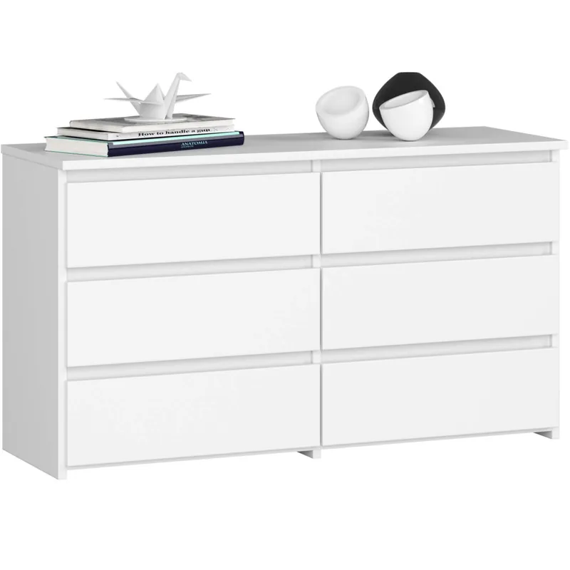 Comoda Brius 6 Sertare PAL Laminat Alb Mat 100x35x57 cm