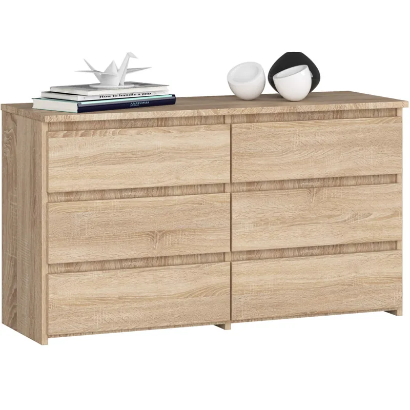 Comoda Brius CL100 6 Sertare Pal Laminat Glisiere Metalice 100x35x57cm Stejar Sonoma