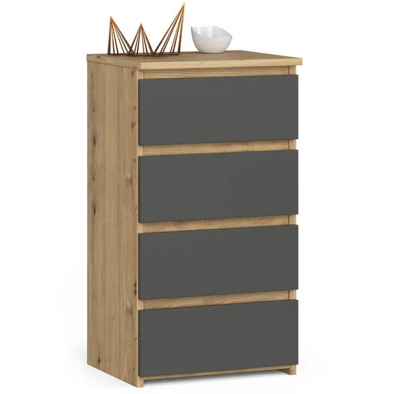 Comoda Brius CL4 4 Sertare Stejar Artisan Gri 40x35x74cm
