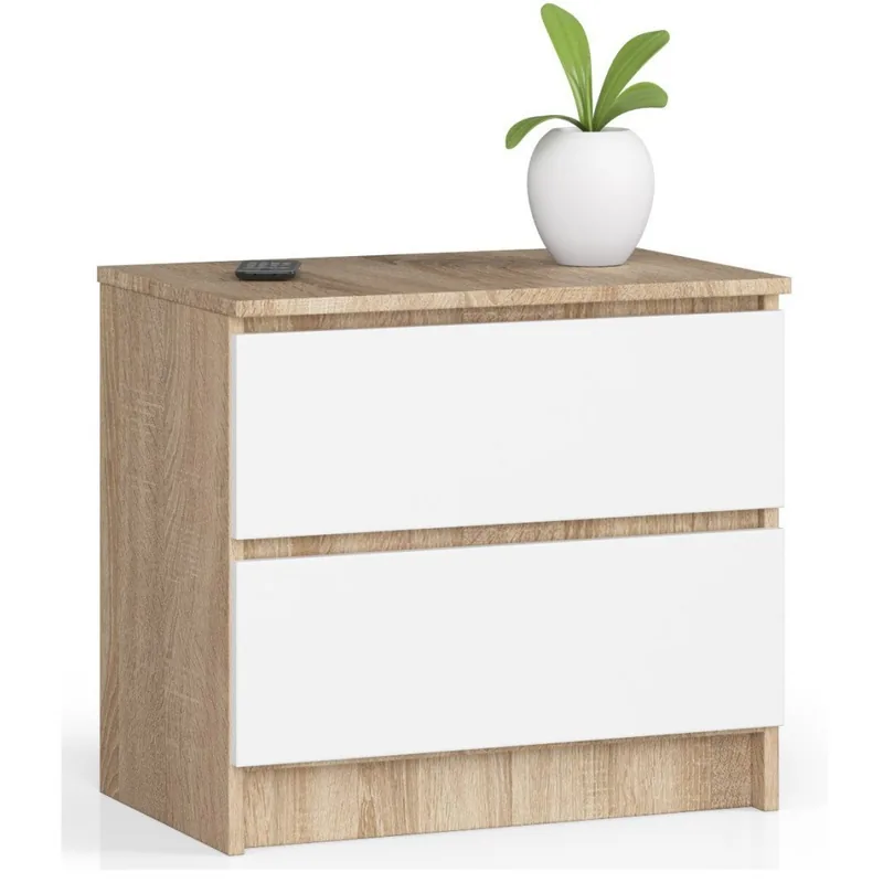 Comoda Brius CLP 2 Sertare 60x40x55cm Stejar Sonoma Alb