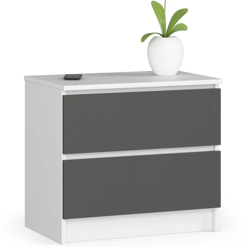 Comoda Brius CLP 2 Sertare Alb Gri Grafit 60x40x55cm