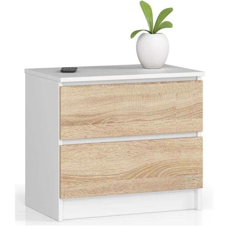 Comoda Brius CLP 2 Sertare PAL Laminat 60x40x55cm Alb Stejar Sonoma
