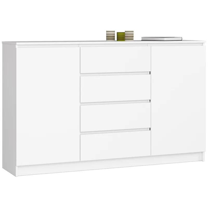 Comoda Brius K160 Pal 4 Sertare 2 Dulapuri 160x40x99cm Alb