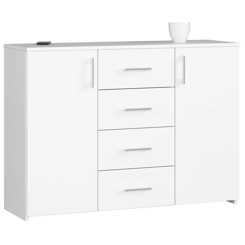 Comoda Brius K45 PK 4 Sertare 2 Usi 110x35x80cm Alb