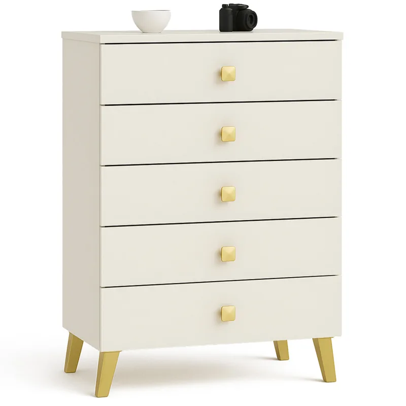 Comoda Brius MOBI K-05 5 Sertare 60x37x89cm Casmir cu Detalii Aurii