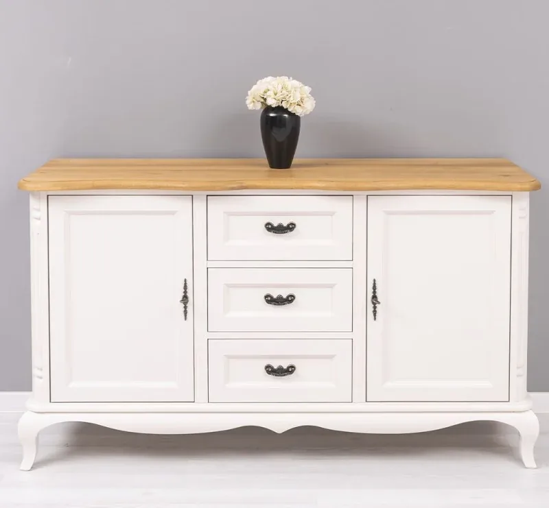 Comoda Studio Szel Chic 2 Usi 3 Sertare Blat Stejar Cream Antic Light Walnut