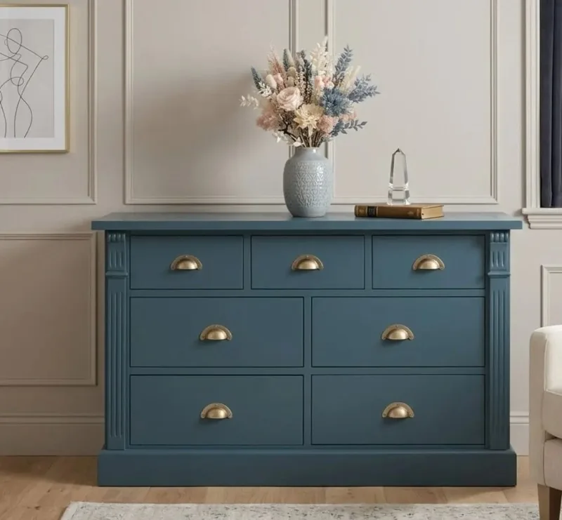 Comoda Studio Szel Directoire 7 Sertare Greenish Blue