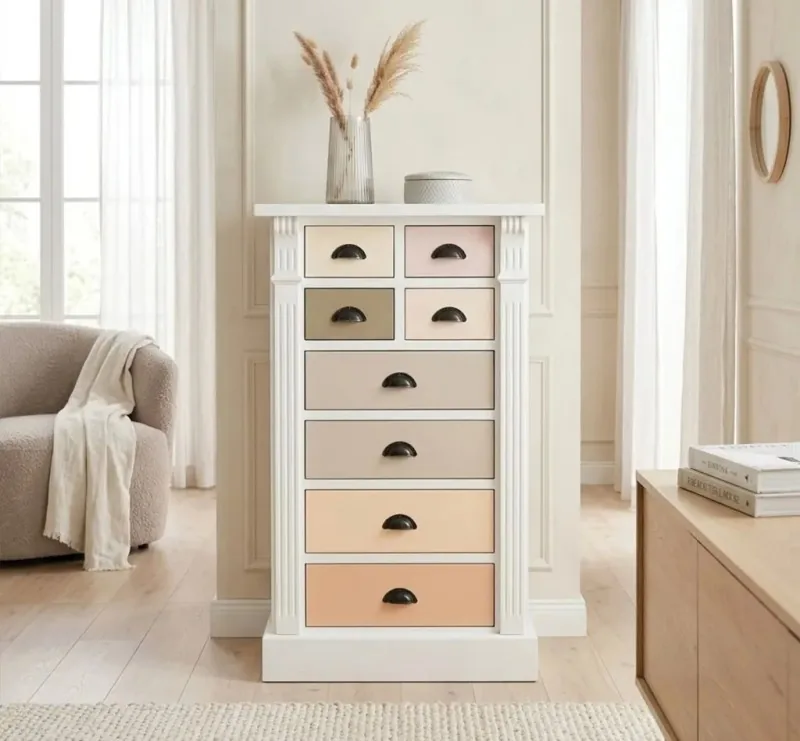 Studio Szel Directoire 8 Sertare Signal White/Multicolor