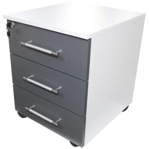 Comoda Spectral Mobila Office 3 Sertare Alb Gri