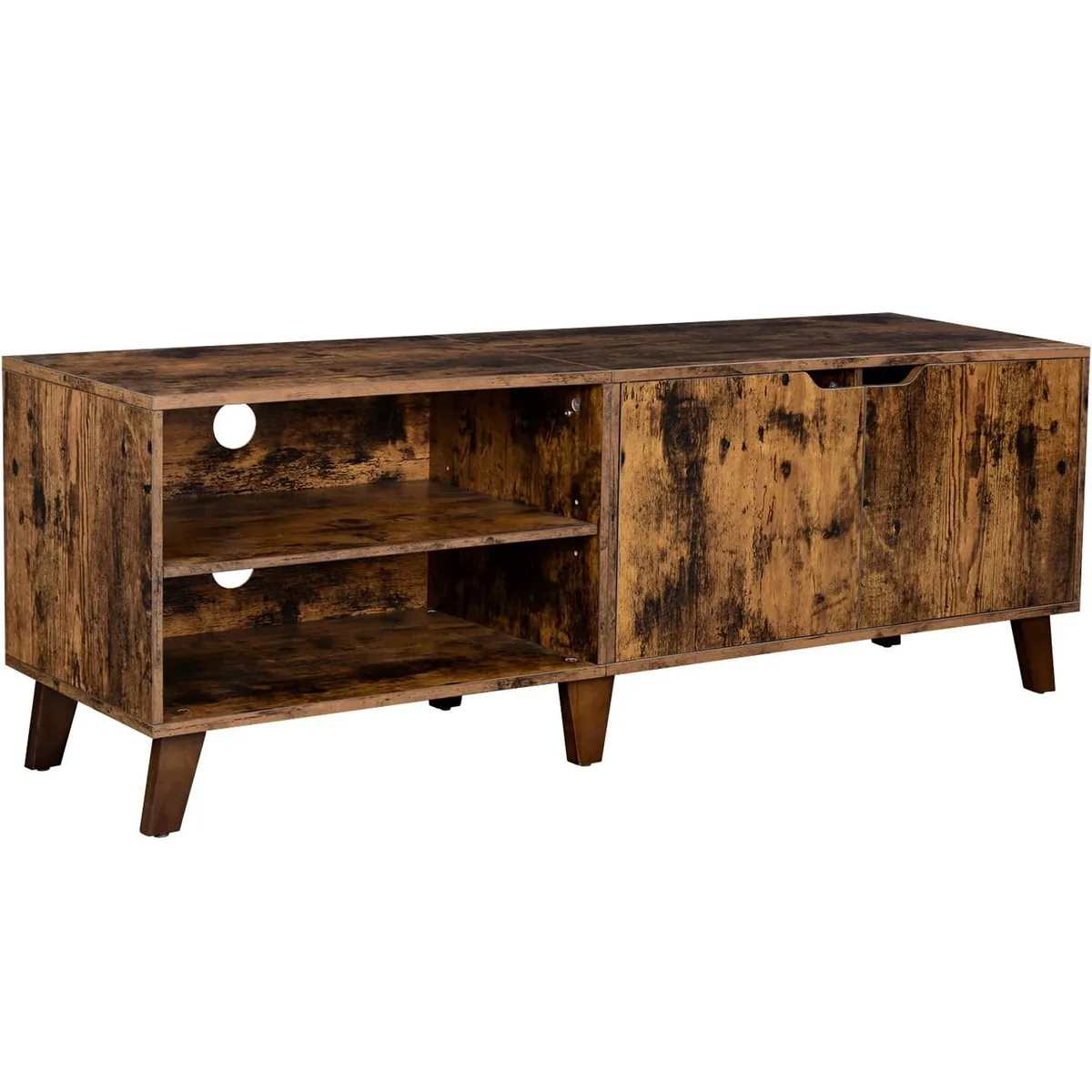 Comoda TV Brius Industrial 2 Usi 2 Rafturi 40x140x50cm Pal Otel Maro Rustic