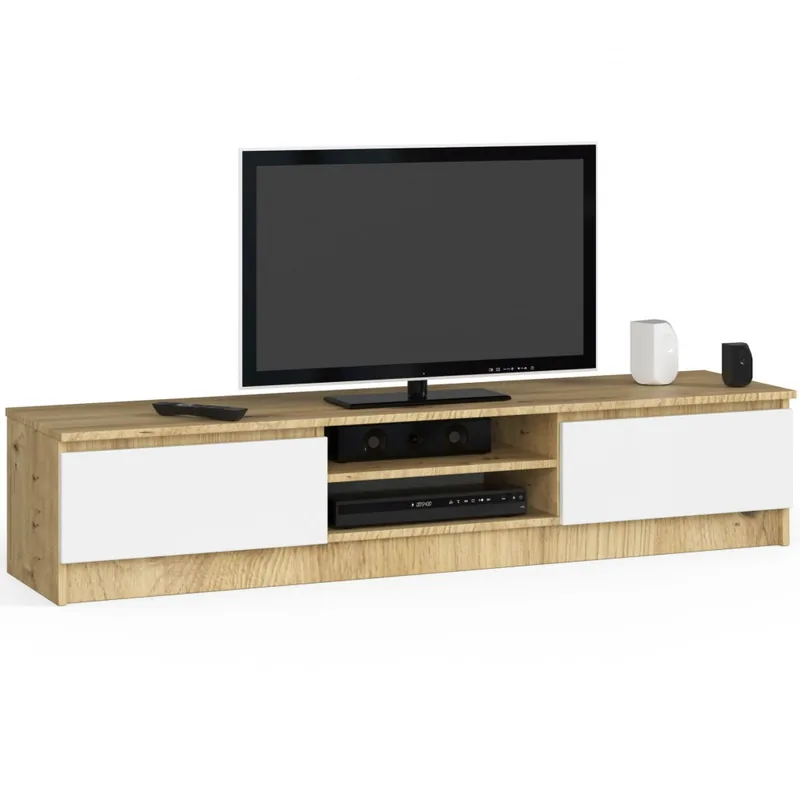 Comoda TV Brius K160 160x40x33 cm Stejar Artisan Alb