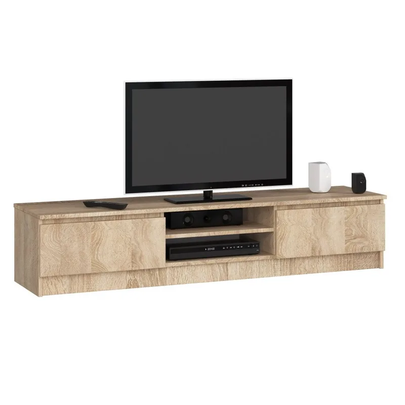 Comoda TV Brius K160 160x40x33cm 2 Usi 4 Polite Stejar Sonoma