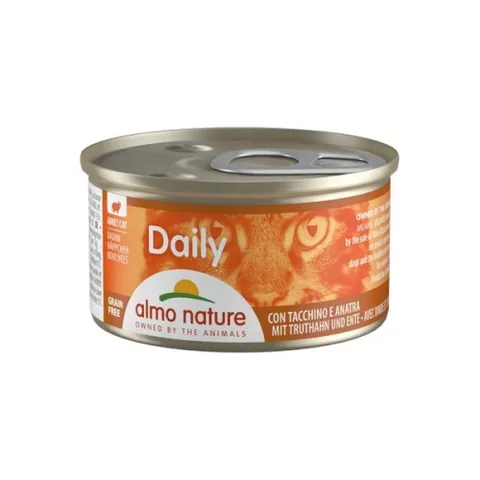 Conserva pentru Pisici Almo Nature Daily Cat Bucati Curcan si Rata Set 12x85g