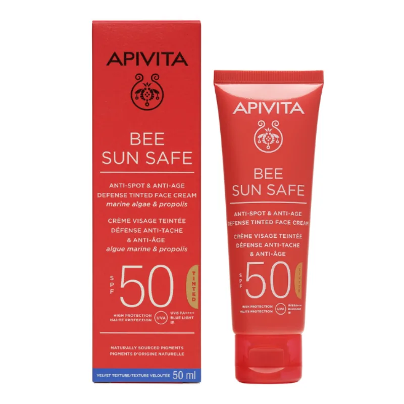 Crema de Protectie Solara Apivita Bee Sun Safe SPF50 Coloranta Anti-Pete 50ml