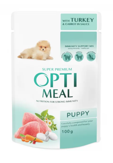 Hrana Umeda pentru Catei Optimeal Puppy Curcan si Morcov 100g