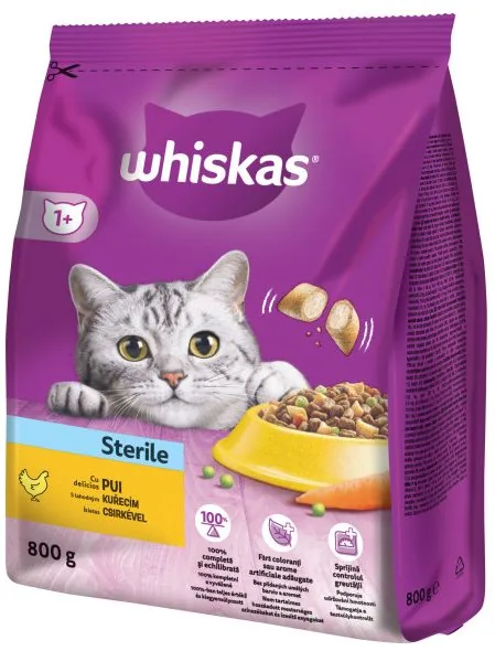 Hrana Uscata pentru Pisici Whiskas Adult Sterile Pui 800g