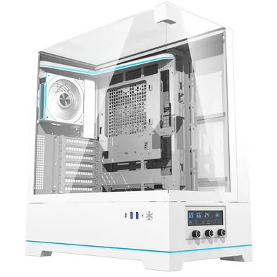 darkFlash DY450 PRO Turn ATX cu Ventilator Alb
