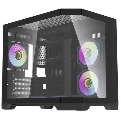 DarkFlash FT418 Mini Tower M-ATX ITX 6 Ventilatoare aRGB Negru