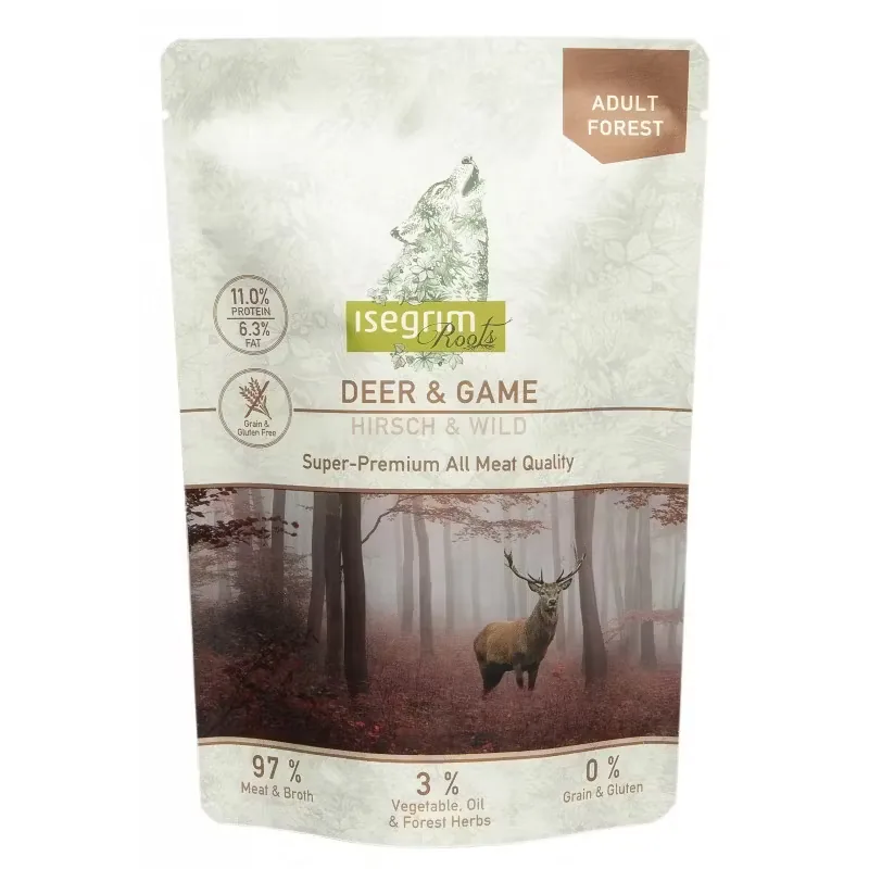 Hrana Umeda pentru Caini Isegrim Dog Adult Pouch Deer & Game 410g