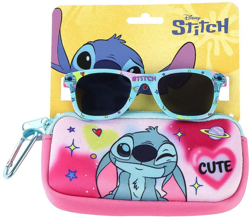 Ochelari de Soare pentru Copii Cerda Stitch Fete Albastru si Roz cu Husa
