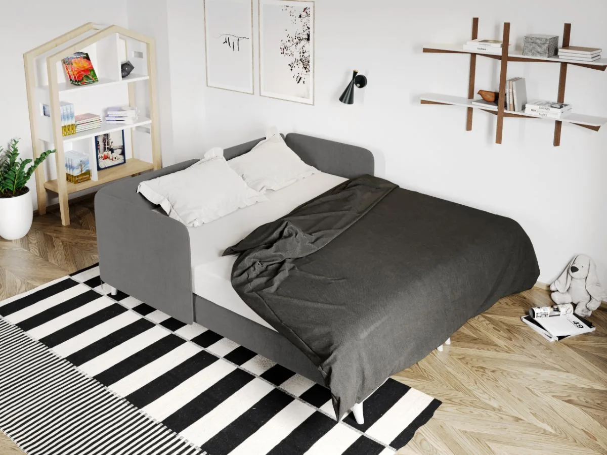 Divan Dublu Mobila Laguna Soft Rabatabil Gri Deschis - imagine 2