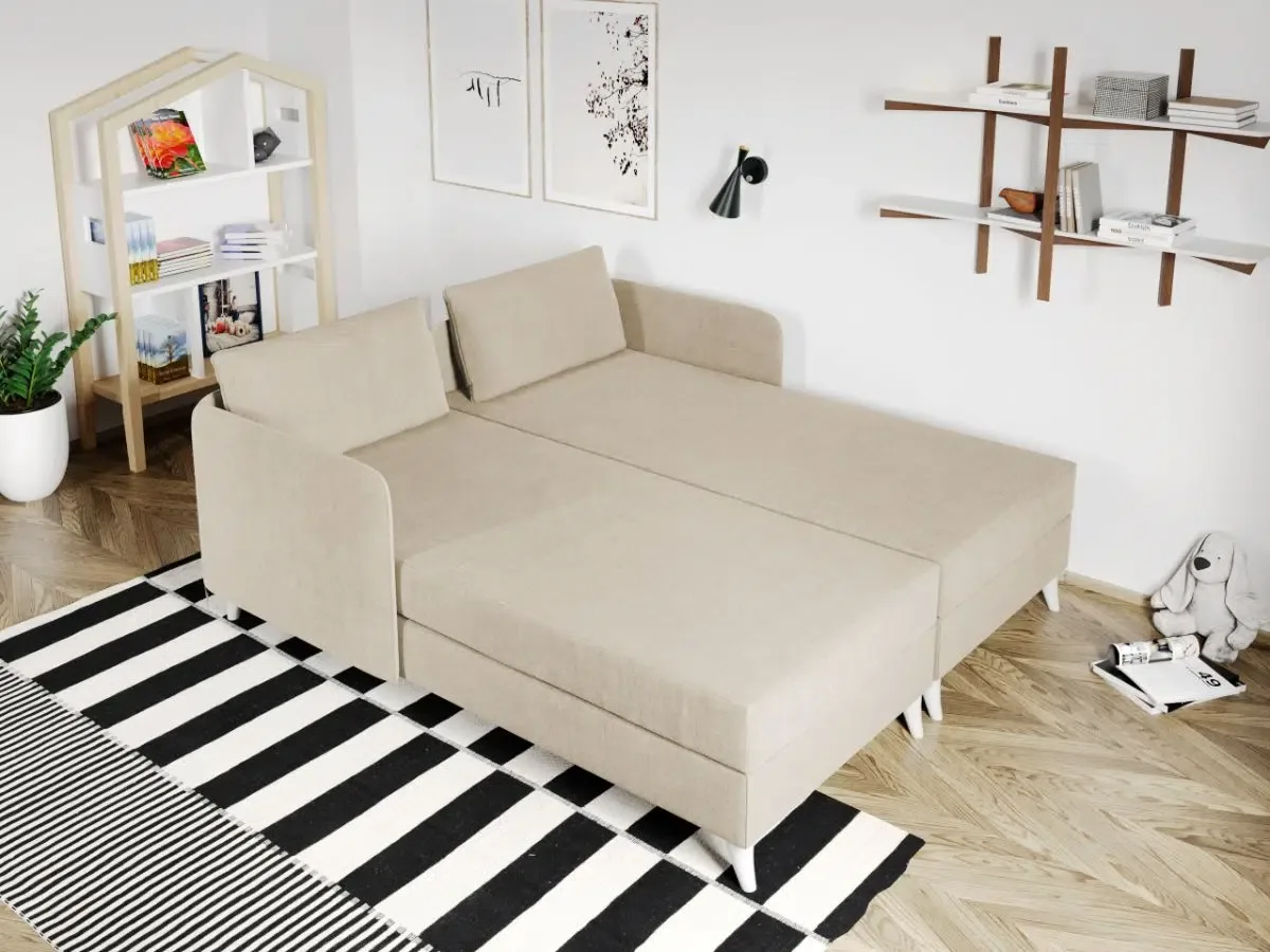Divan Dublu Tapitat Mobila Laguna Soft Rabatabil Crem