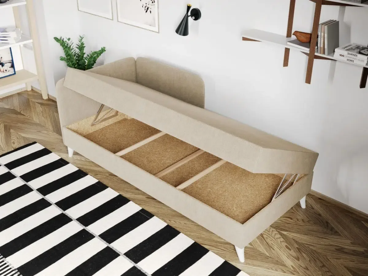 Divan Dublu Tapitat Mobila Laguna Soft Rabatabil Crem - imagine 4