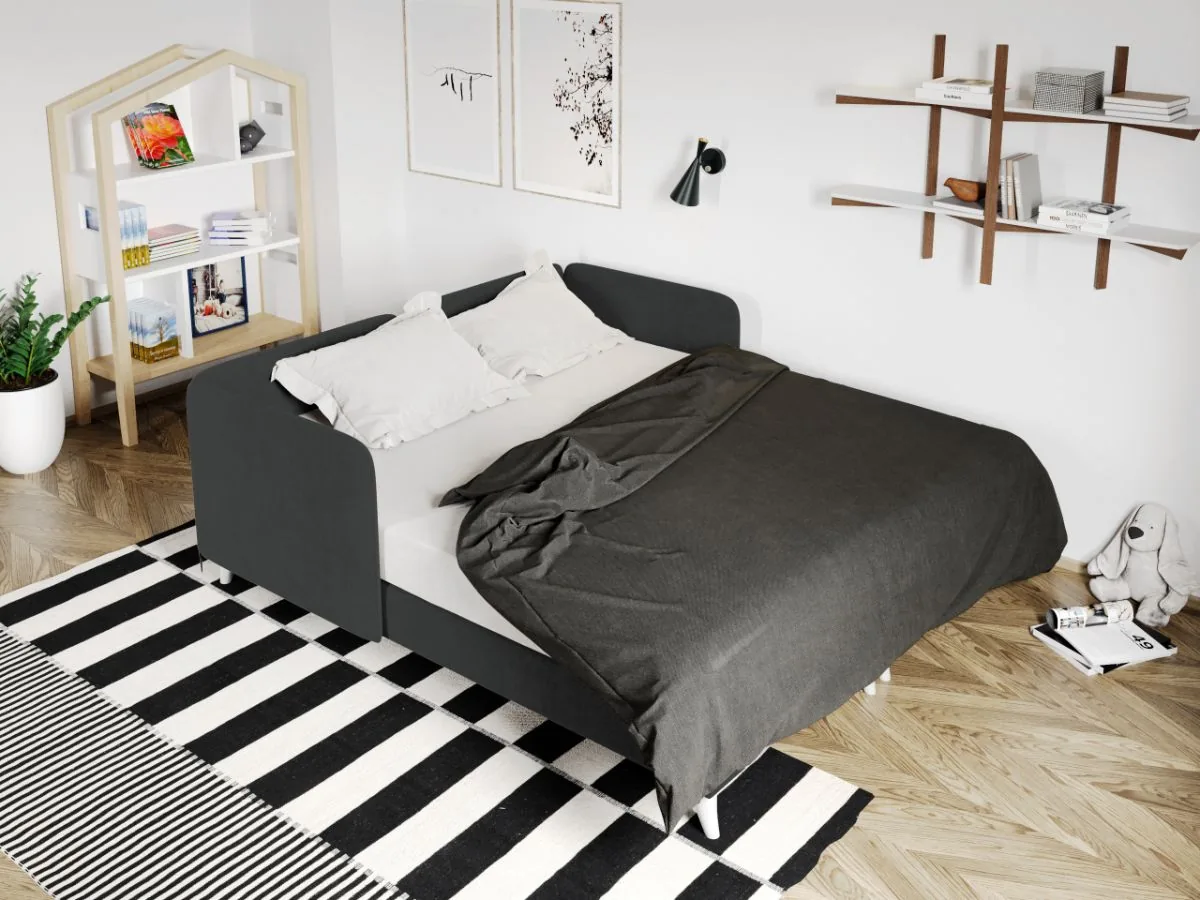 Divan Dublu Tapitat Mobila Laguna Soft Rabatabil Gri Inchis - imagine 2