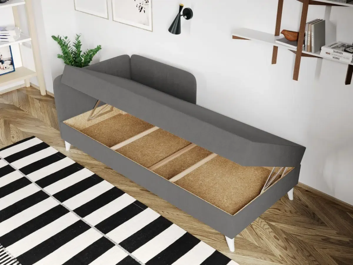 Divan o Persoana Mobila Laguna Soft Rabatabil Gri Deschis