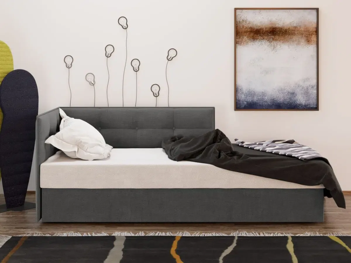 Divan Tapitat Mobila Laguna Story Extensibil Gri Deschis - imagine 4