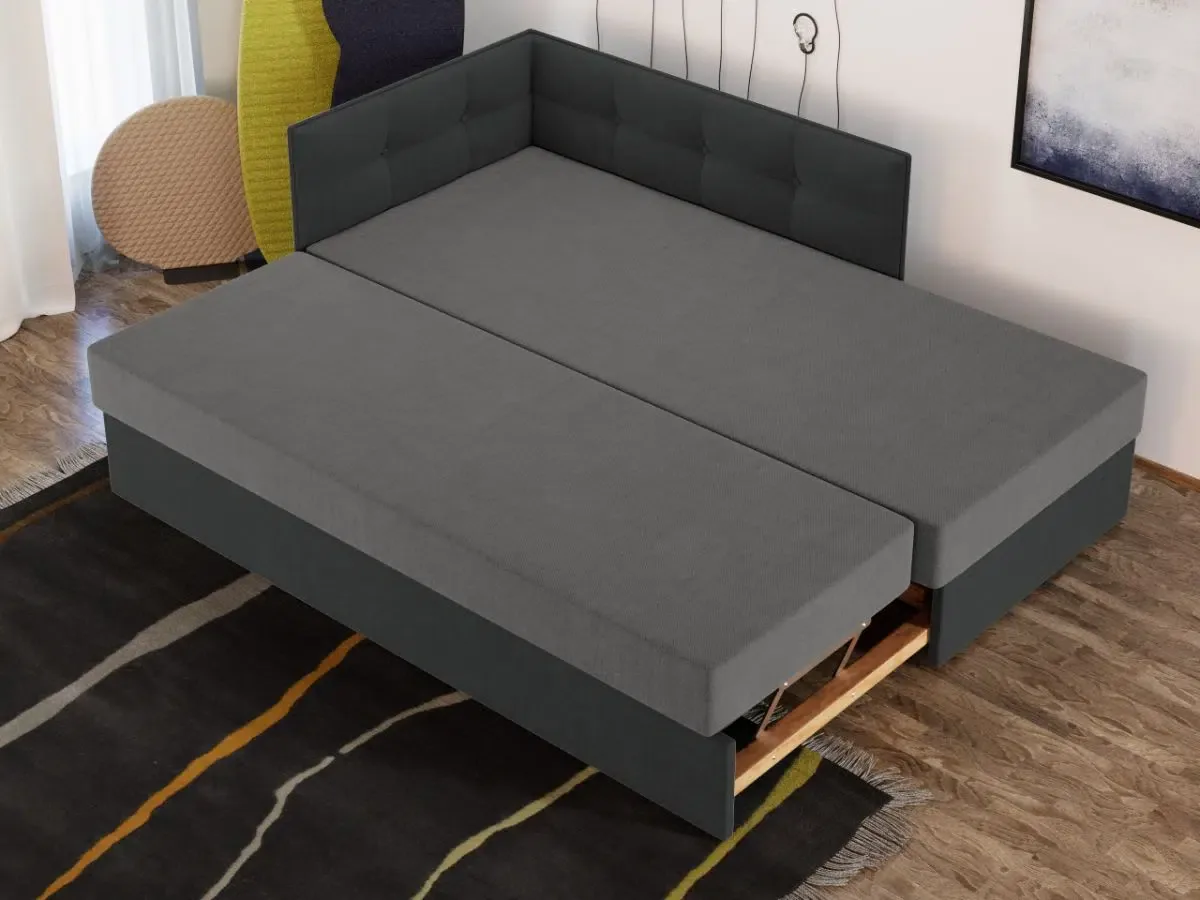 Divan Tapitat Mobila Laguna Story Extensibil Gri Deschis Gri Antracit