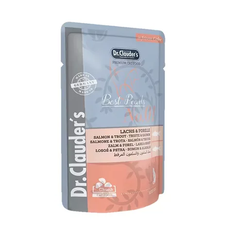 Hrana Umeda Pisici Dr Clauders Somon si Pastrav 100g