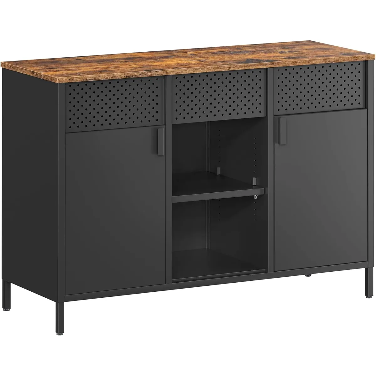 Dulap Metalic si PAL Brius 2 Uși Polite Reglabile 40x110x76 cm Maro Rustic